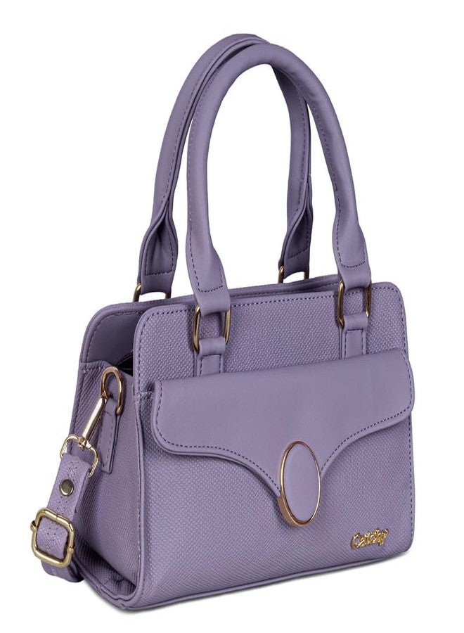 Catchy Purple Faux Leather Zip Closure Womens Sling Bag - Image 2